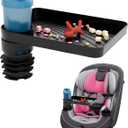 SEVEN SPARTA Car Seat Tray for Kids Toddler Travel with Soft Rubber Base, Rotatable and Removable Cup Holder Snack Tray for Food Color and Play for Family Road Trip Essentials (1, Standard Base)