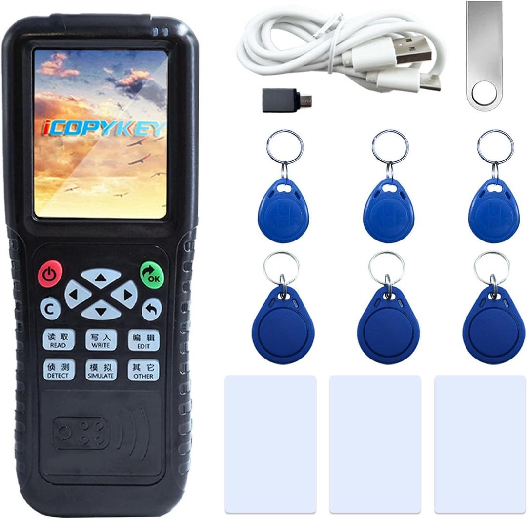 X100 RFID Reader Writer (RFID Copier Multi-Frequency Smart Card Reader ID IC Elevator Card RFID Writer for Access Control System with 125khz T5577 Key Fobs/Cards and 13.56mhz IC Key Tags)