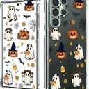 2 x Spooky Halloween Case for Samsung S24 Ultra, Slim Clear Cover with Cute Pumpkin & Ghost, Soft Touch Shockproof Bumper, 6.8" Protective Case
