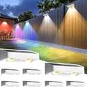 SOLPEX Solar Fence Lights Outdoor, 9 Fixed Colors  Color Changing Fence Solar Lights Outdoor Waterproof IP65, LED Deck Lighting for Backyard Wall Step Patio Railing Pool Porch (8 Pack) (White)