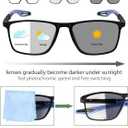 K.LAVER Photochromic Progressive Multifocus Reading Glasses Blue Light Blocking Multifocal Readers Spring Hinge Sunglasses, +2.50