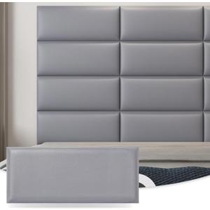 Art3d Peel and Stick Headboard for Full and Queen in Grey, Pack of 9 Panels Sized 9.84" x 23.62", 3D Soundproof Wall Panels, Upholstered Wall Panel, Gray