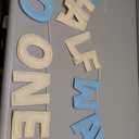 1/2 Way to One Birthday Decorations Blue Beige Handmade Felt Pre-Strung Half Way to One Sign Banner with Heart for 6 Months Birthday Baby Boy Decorations Party Nursery Home Wall Fireplace Decor