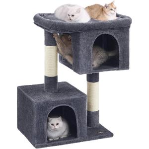 Feandrea Cat Tree, 40.6-Inch Cat Tower, Plush Condo for Extra Large Cats up to 44 lb, Large Perch, 2 Caves, Scratching Post, Smoky Gray UPCT614G01