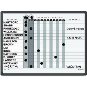 Quartet Grey DuraMax Porcelain In/Out Personnel Board System, 36 Names, 18 x 24 Inches, Black Aluminum Frame (781G)