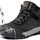 Men's Hiking Boots Waterproof Non-Slip Leather Mid Top Ankle Boot Lightweight Hiker Breathable Trekking Boot (10.5, Grey)