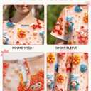 RONGTAI Girls 3D Dress for Girls Printed Short Sleeves Casual Summer Dresses with Pockets for 4-15Y Kids Outfits (Cartoon)