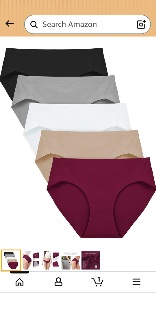 FallSweet No Show Underwear for Women Seamless High Cut Briefs Mid-waist Soft No Panty Lines,Pack of 6 Large