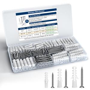 Drywall Anchors and Screws Kit  264PCS Screws and Anchors for Wall, Drywall, Picture Hanging  Heavy Duty Plastic Wall Anchors and Screws Set for Drywall, Anchors for Screws, Wall Anchors for Drywall