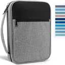 Bible Cover, Carrying Bible Case Book Cover Church Bag with Handle Large Size 10 * 7.5 * 2.5in, Bible Protective Case w/ 200 PCs Bible Tabs for Men Women, Gray