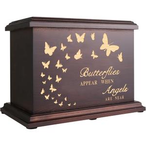 Cremation Memorial Urn for Human Ashes - Wooden Box and Casket for Adult Male Female Men Women Child - Large Burial Funeral Urn Holds Up to 270 LBS