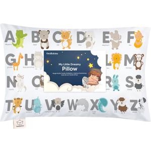 Toddler Pillow with Pillowcase - 13x18 My Little Dreamy Kids Travel Bed Pillows for Sleeping, Organic Cotton Small Pillowcase, Soft & Breathable, Machine Washable, Toddlers 2-5 Years Old (KeaABC)