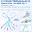 Threehoney 6 Sets Baby Shower Games Pacifiers Necklace and One Handed Wooden Clamp Hanger Game Bridal Shower for Gender Reveal Party Favors Funny Activities Parties(Blue)