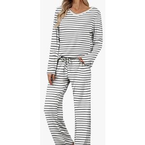 Ekouaer 2 Pack Womens Pajama Sets Long Sleeve Pjs Lounge Set Soft Comfy Sleepwear Winter Loungewear. L