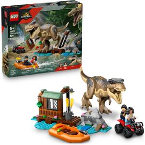 LEGO Jurassic World T. rex River Escape - Dinosaur Toy for Kids, Boys, and Girls, Ages 5-7 - Jurassic World Toy Boat Minifigures - Creative Dinosaur Gift for Movie Fans - 76975