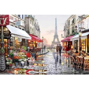 Jigsaw Puzzles 1000 Pieces for Adults - Paris Flower Street Landscape - Wooden Puzzle - Unique Holiday Gift Suitable for Teenagers and Adults, Home Decoration(75x50cm)