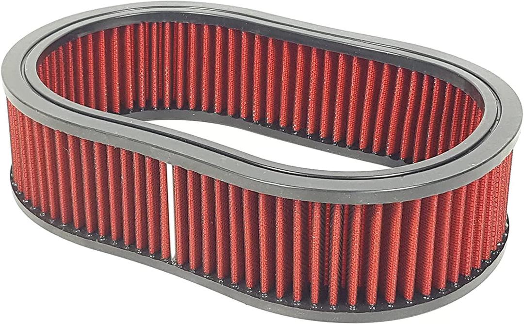 Universal Oval Washable Air Cleaner Element Replacement Filter Flow Red Various Sizes 12" x 2" /12" x 3" /12" x 4" For 12" Oval Air Cleaner Kits (12" x 3")
