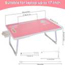 Laptop Bed Table, Laptop Desk for Bed, Foldable Laptop Bed Desk with USB Charge Port, Handle, Desktop Card Slot, Cup Slot, Side Drawer, Portable Laptop Table for Bed Eating Reading Working