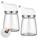 Yiyiring 2 Pcs Cruet Dispenser Set 5 oz, White Glass Soy Sauce Dispenser, Small Olive Oil and Vinegar Bottles, Soy Sauce Bottle, Non Drip Spout Cruet Bottle Container for Kitchen Cooking