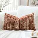 Artscope Lumbar Throw Pillow Cover 12x20 Super Thick Body Pillow Cover Decorative Boucle Textured Morden Neutral Accent Italian Style Pillowcase for Bedroom Living Room Couch Sofa Home Décor-Rust