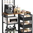 YATINEY Bakers Rack with Storage Cart, 5 Tier Coffee Bar with Power Outlet