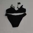 ZAFUL Women's Solid Spaghetti Strap Bralette Bikini Set Two Piece Swimsuit Large