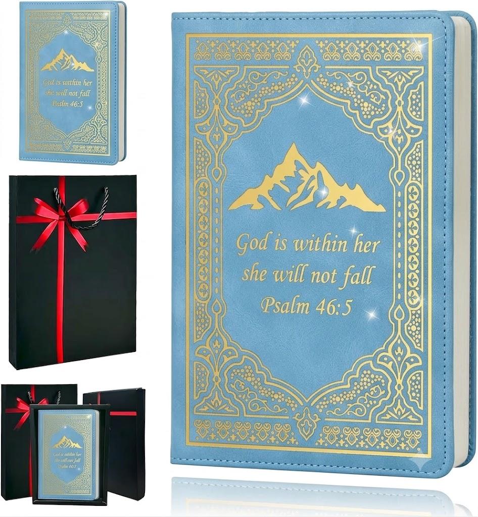 Bible Journal,Journal for Women,A5 Hardcover Leather Journal - 200 Pages Premium Paper Notebook,Christian Journal Notebook for School, Blue