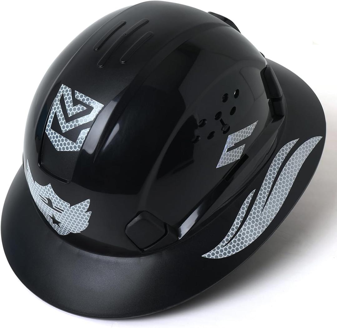 Full Brim Hard Hat Vented Safety Helmet for Construction OSHA Approved Cascos De Construccion Work Hard Hat for Men Women (black)