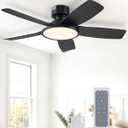VONLUCE 42 Inch Ceiling Fan with Lights, Quick Install Ceiling Fan and Remote, 6-Speeds Noiseless Reversible DC Motor, 3CCT, Modern Ceiling Fan for Bedroom Living Room Kitchen, Black
