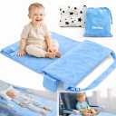 Toddler Airplane Seat Extender with Cushion  Portable Travel Footrest & Leg Support for Kids  Lightweight Foldable Design with Carry Bag (Baby Blue)