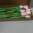 Artificial PU Tulips 10Pcs Real Touch Fake Flower Arrangement Bouquets for Home Office Wedding Decoration (Pink)