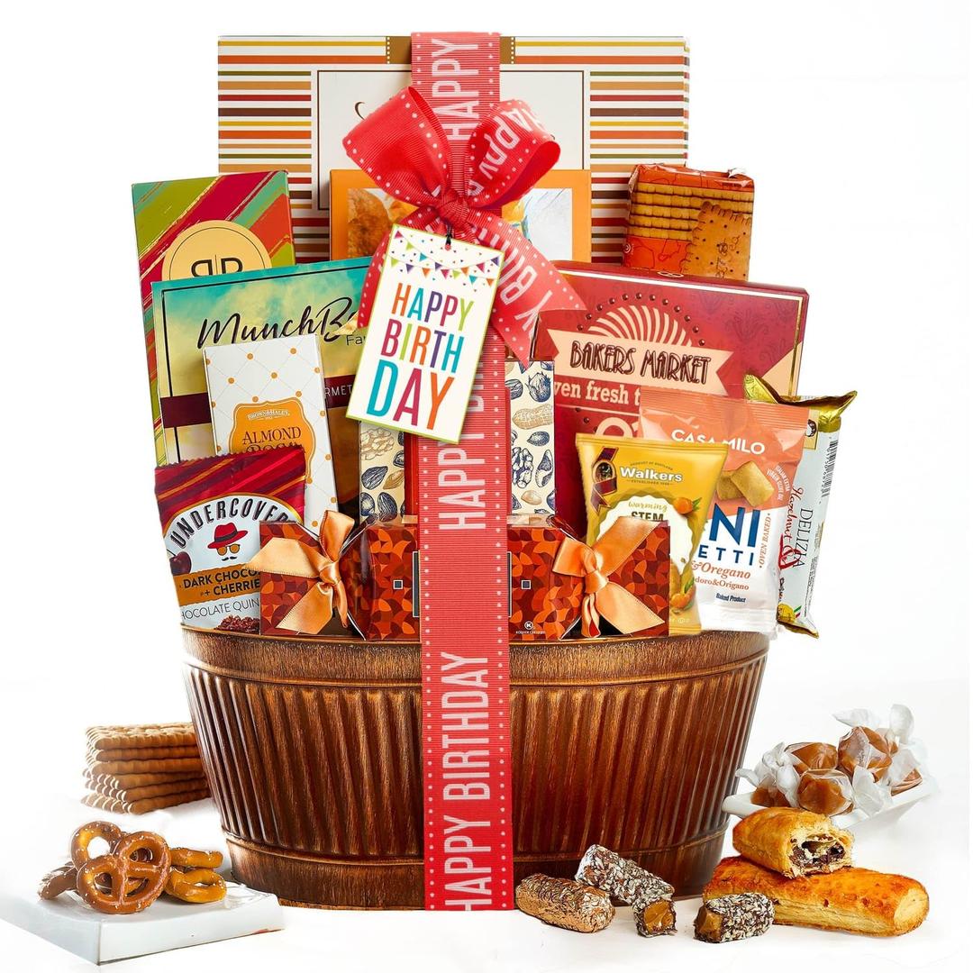 Birthday Gift Basket  Gourmet Snacks & Sweets Treat Box with Cookies for Him, Food Gifts for Women, Delicious Birthday Treats, Candy Surprise by Broadway Basketeers