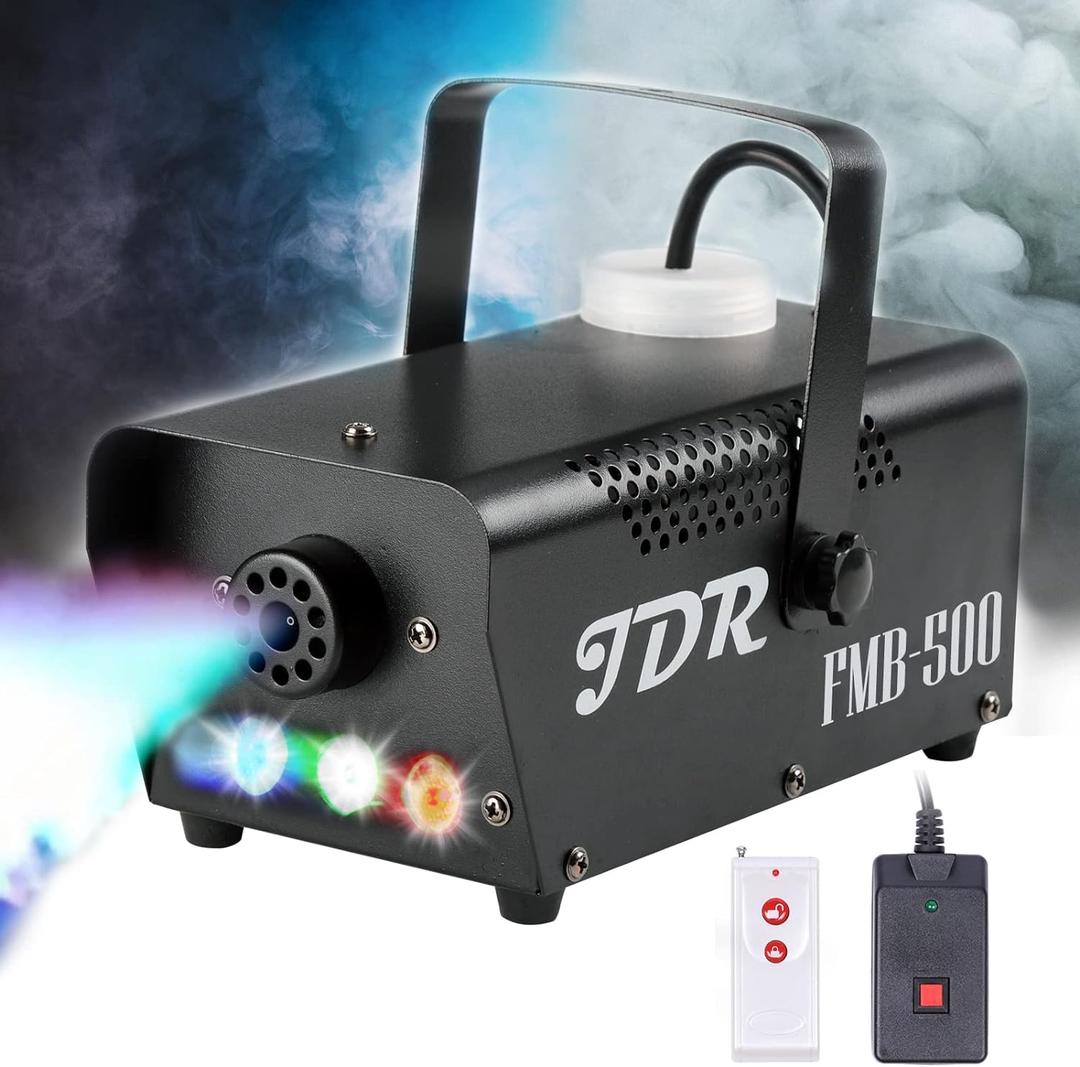 Fog Machine JDR Smoke Machine Controllable LED Light 500W and 2000CFM Fog Disinfection with Wireless and Wired Remote Control for Weddings, Halloween,Parties or Disinfection,with Fuse Protection (Black)