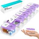 Odaro Extra Large Weekly Pill Organizer 2 Times A Day, Pill Box 7 Day Am Pm to Hold Daily Medicine Vitamin and Supplements - Purple