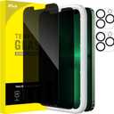 JETech Privacy Screen Protector for iPhone 13 Pro 6.1-Inch with Camera Lens Protector, Anti-Spy Tempered Glass Film, Easy Installation Tool, 2-Pack Each