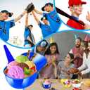 MEEZY 50 Set Baseball Helmet Ice Cream Bowls with 25 Mini Dessert Cups and 25 Spoons, 8oz Reusable Baseball Cap Snack Dessert Cup Bowls Baseball Party Favors for Kids Sports Birthday Party Supplies