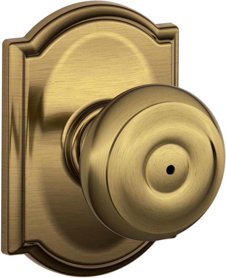 SCHLAGE F40 GEO 609 CAM Camelot Collection Georgian Privacy Knob, Antique Brass