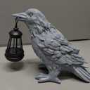 Solar Crow Statue with Light Gothic Outdoor Decor for Garden Yard Patio Halloween Decorations Outdoor Unique Goth Gifts for Home Decor Enthusiasts Grey