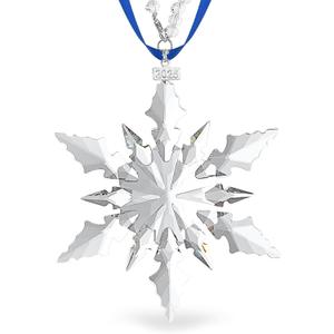 2025 Annual Christmas Ornaments Crystal Snowflake Star - Christmas Tree Ornaments Pendant Crystal Sun Catcher Home Hanging Decor (White)