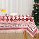 Christmas Tablecloth 60 x 84 Inch for Rectangle Tables, Xmas Plaid Table Cloth Rectangular Red and White Decorative Table Cover for Dinner Picnic Patio Party