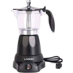 LAOION Cuban Coffee Maker, 6 or 3cup Electric Espresso Coffee Maker, Portable Cafeteras Electricas Modernas, Electric Moka Pot with Detachable Base & Overheat Protection, Coffee Gift for Home Travel (Black)