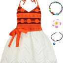 AOVCLKID Girls Princess Costume Little Girls Movie Cosplay Outfits with Accessories(3T,Red)