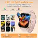 Smart Watch for Women Men, Smartwatches with Map and GPS, Heart Rate/SpO2/Sleep/Stress Monitor, 100+ Sports Fitness Watches, IP68 Waterproof Activity Tracker for Android/ iOS Phone (Pink, 1.96")