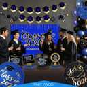 Graduation Decorations Class of 2026 Grad Party Supplies Set Blue Black Gold 40pcs with Luxurious Congrats Backdrop Banner Hanging Swirls Foil Latex Balloons Cap Centerpieces