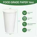 ECOEXTRA Coffee Cups 16 oz 200 Pack, Disposable Paper Cups for Hot Beverage Drinking, White Hot Cups Suitable for Party, Picnic, Travel, and Events