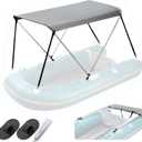 Bimini Top for Inflatable Boat (Width 3.3-4.6 ft) with Mounting Hardware,2 Bow Sun Shade Canopy Accessories with Storage Boots 63" Lx39-55" Wx43.3H (Inflatable Boat Bimini top Set)