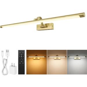 URSOLA 32" Picture Lights for Wall, 3CCT, Dimmable & Remote, Wireless Battery Operated Art Painting Light, Picture Frame Light for Gallery