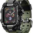 ULTIMAL Rugged Case with Band for Apple Watch 44mm,Compatible with Apple Watch Series SE 3/SE 2/SE Generation/6/5/4, Military Grade Shockproof Bumper Cover for iWatch Tactical Band Men (Army Green, 44mm)