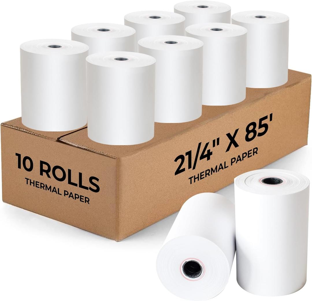 TheBestLoft Printivites, 2-1/4" x 85' Thermal Paper Rolls - 10 Pack for POS, Square Terminals, and Credit Card Machines - Quality Receipts & Calculations Verifone VX510 VX570 FD50 T422