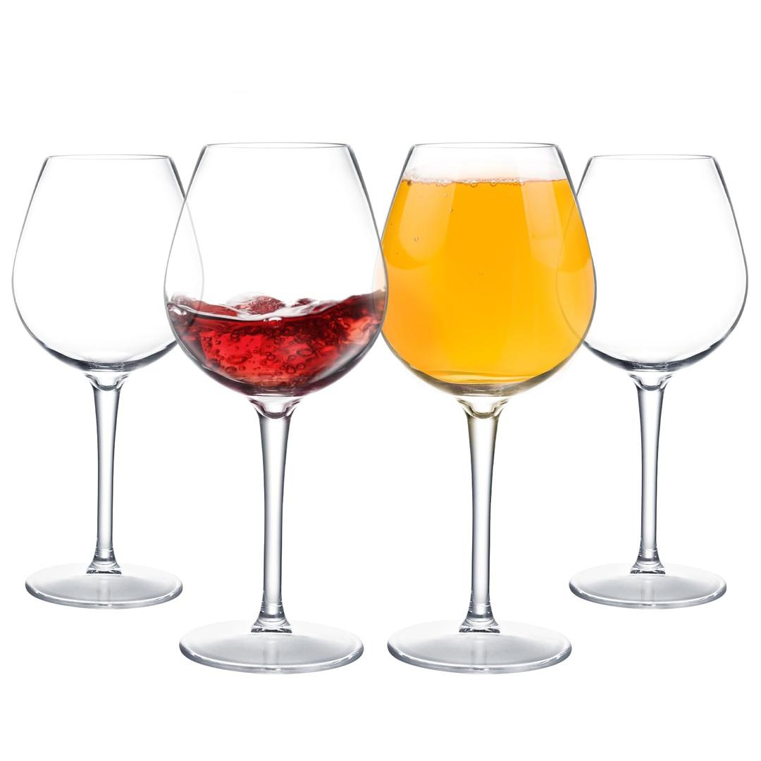Unbreakable Tritan Wine Glasses with Stem, Plastic Wine Glasses Set of 4, 14oz(400ml), BPA Free, Dishwasher Safe, Perfect for Poolside, Outdoors, Camping, and More